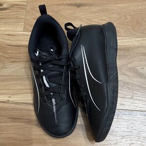 Puma Black and White Kids indoor soccer shoes